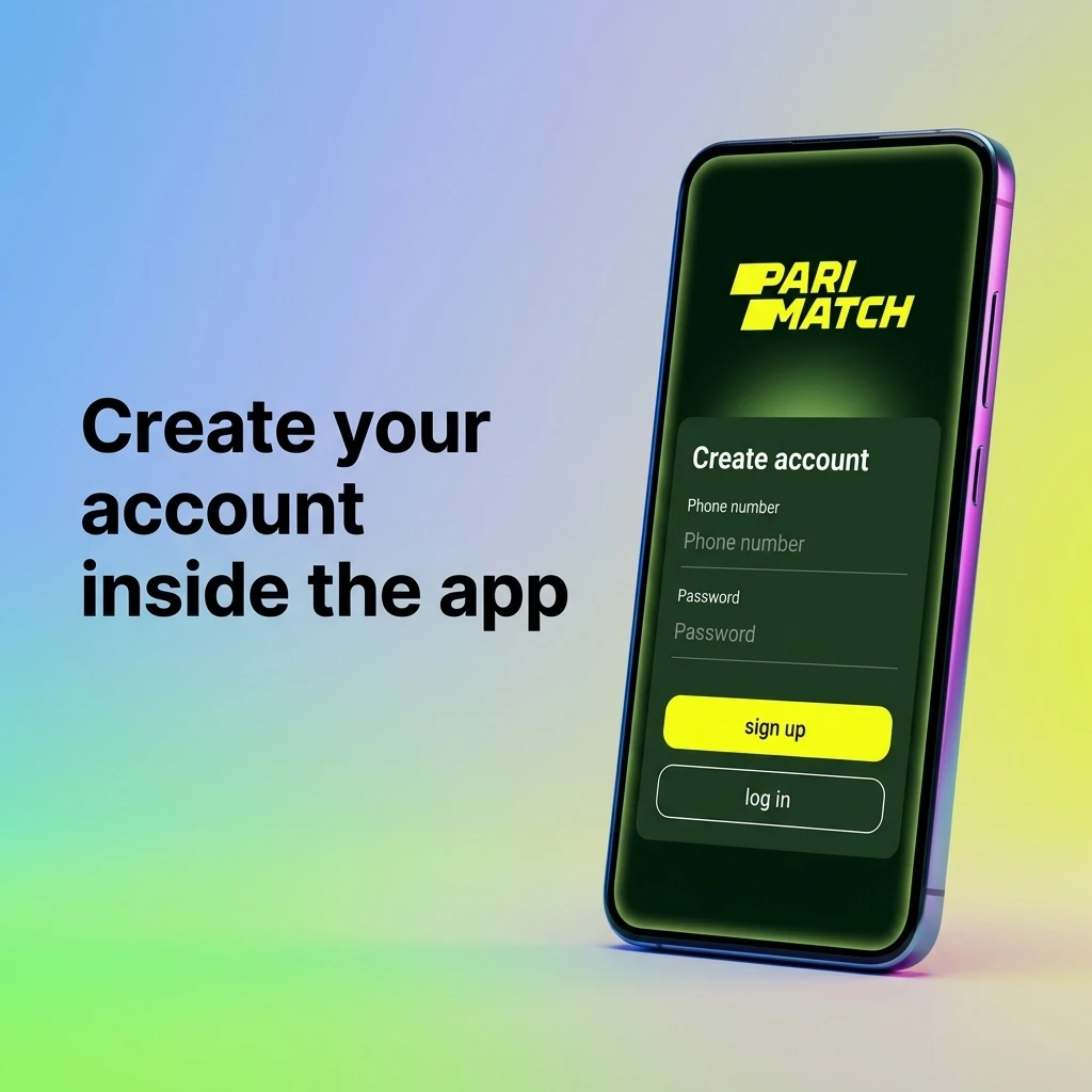 App sign-up screen showing registration by mobile or email, OTP verification, profile completion and KYC document upload steps