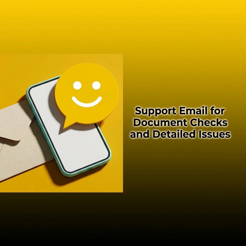 Email support for KYC document checks, payment disputes and account issues, with attachments and response time details