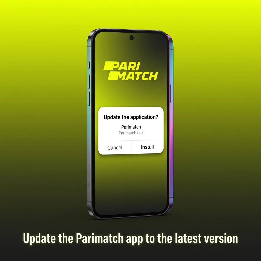 Parimatch app update steps on Android APK and iOS PWA in Safari, showing download, install, refresh and security tips